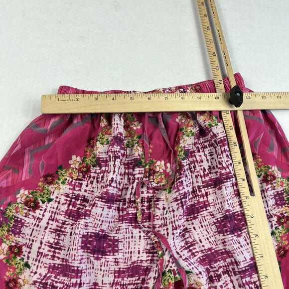 Moda Baronessa Silk Boho Pink Floral Straight Leg Lounge Pants XS Vibrant Resort - Picture 7 of 12